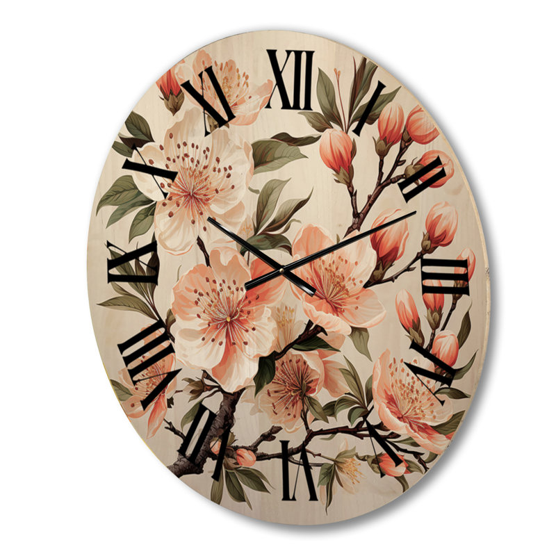 Horloge murale Peach Blossom Bliss III, Grand