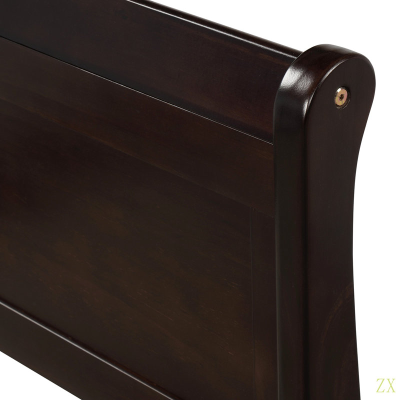 Lit plateforme avec base de lit en bois et lit-bateau, Espresso