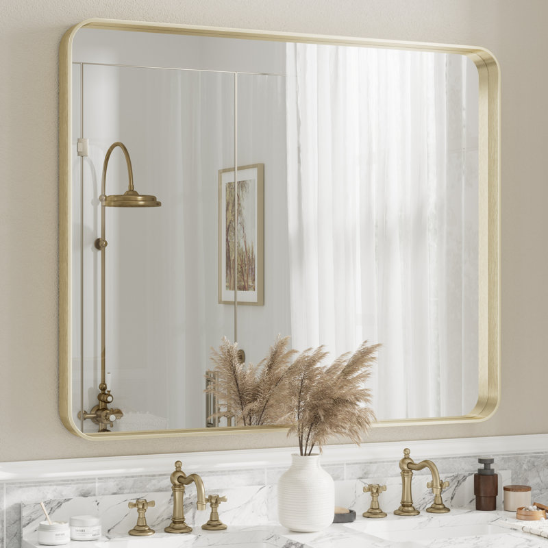 Miroir mural Aevar, Or brossé, 48 po x 40 po