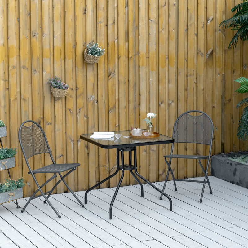 Toey 76 cm Square Dining Table, Parasol Hole, Black