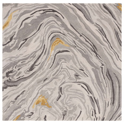 Tapis gris / doré en laine / coton touffeté à la main Soho
