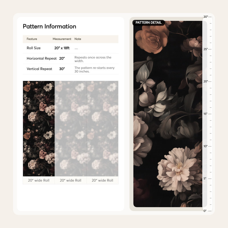 Papier peint floral foncé Moody Still Life Flower Mural Elegant