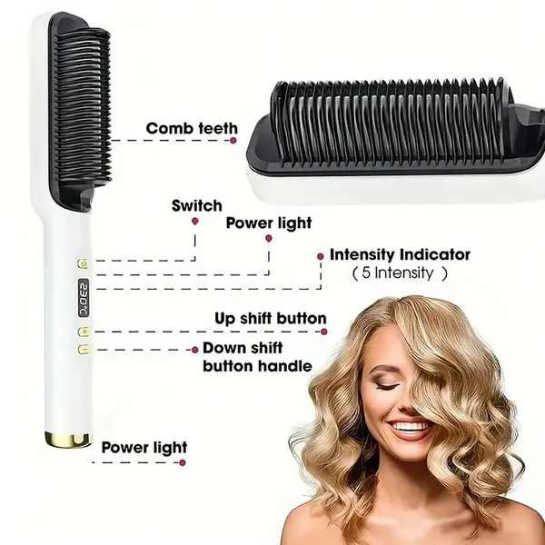Brosse à défriser les cheveux ionique avec verrouillage automatique - Design convivial et plaques enduites de céramique pour un style sans dommages