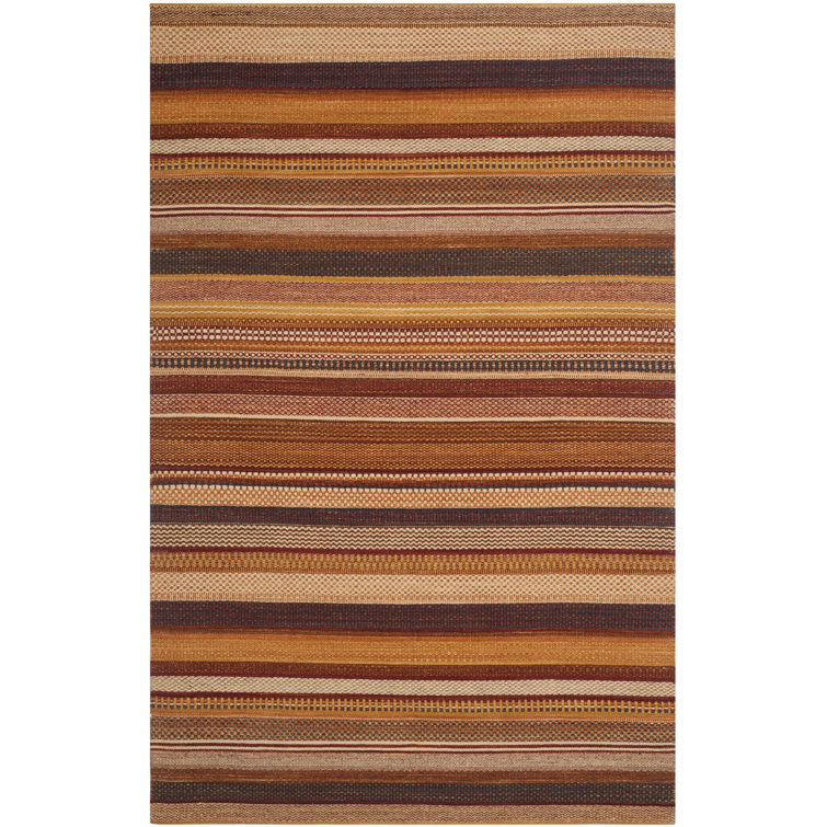Tapis rayé en laine tissé à la main Carper