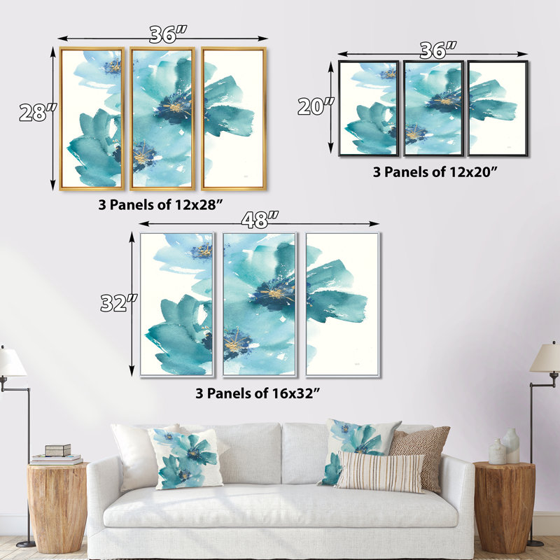«Blue Cosmos Indigo I», ensemble d'art mural sur toile encadré, H 28 po x l 36 po x P 1 po, Noir