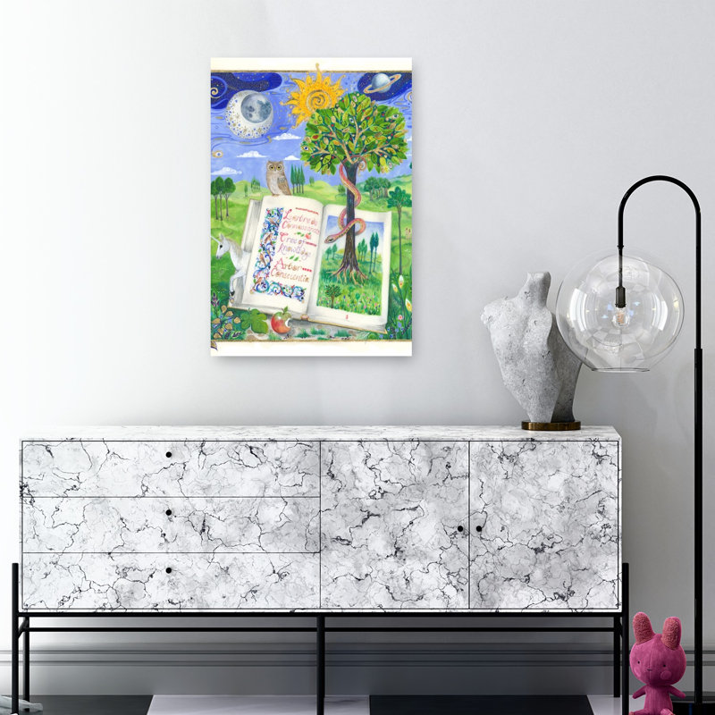 Arbre de la connaissance, hibou mystique abstrait, paysage de serpent, nature, affiche murale, 36" H x 24" W