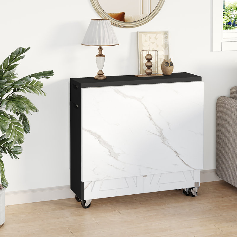 Extendable Dining Table, Black/White
