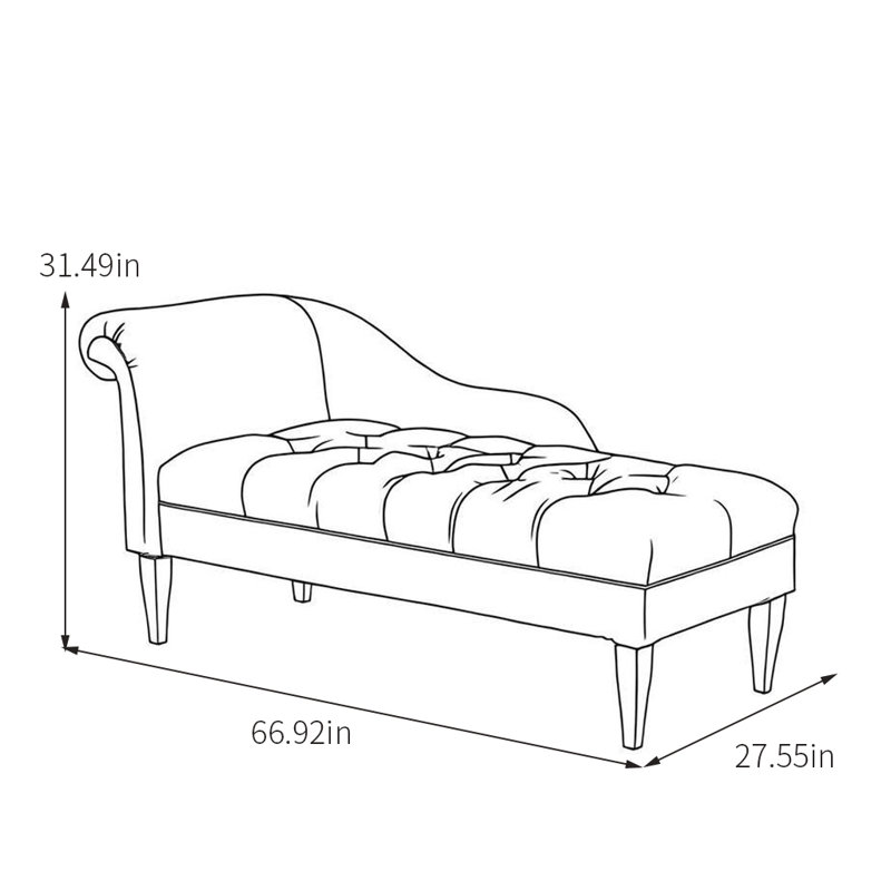 Chaise Longue with Sturdy Wood Frame, Left Hand Facing, Creamy White