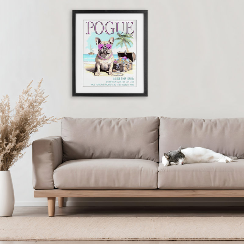 «Pogue Summer Dog Fashion», reproduction encadrée sous verre, conception de Grotto Studios, H 21 po x l 17 po