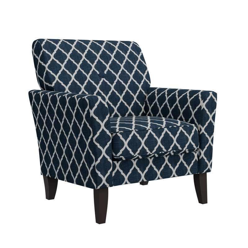 Alex Transitional Flared Arm Upholstered Armchair, Blue Rayon / Viscose