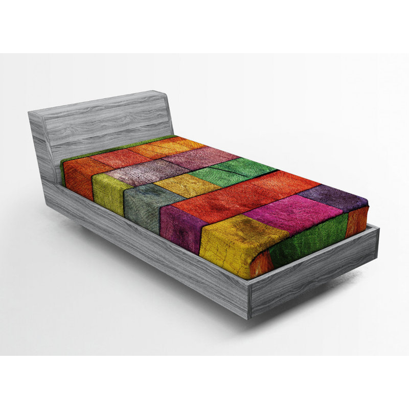 Microfiber Geometric Fitted Sheet, Twin Fitted Sheet