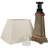 Wallach 30" Natural Slate Outdoor Table Lamp with White Shade and Copper Accents