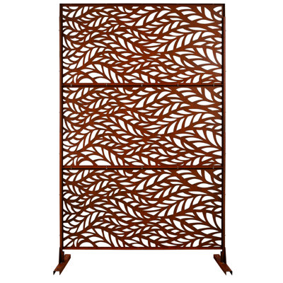 76" H48" W Metal Privacy Screen, Rust Red Color, Freestanding, For Outdoor & Indoor, A Private Setting Deck, Patio, Balcony, Lawn, Garden Indoor Screen W, Red, , Enchanting