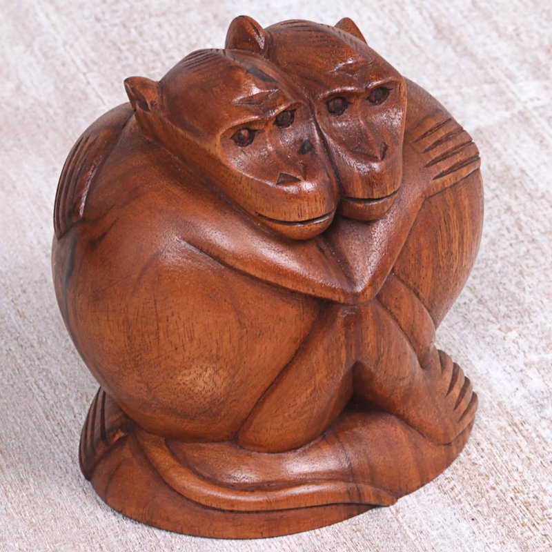 Figurine en bois Linge singes