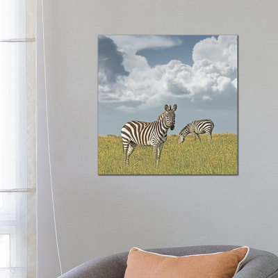 Colour Zebra Duo 1 Piece Wall Art on Canvas