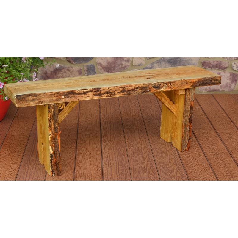 Banc de jardin en bois à bord vif Bruggeman, Teinture naturelle, H 17 po x l 70 po x P 12 po