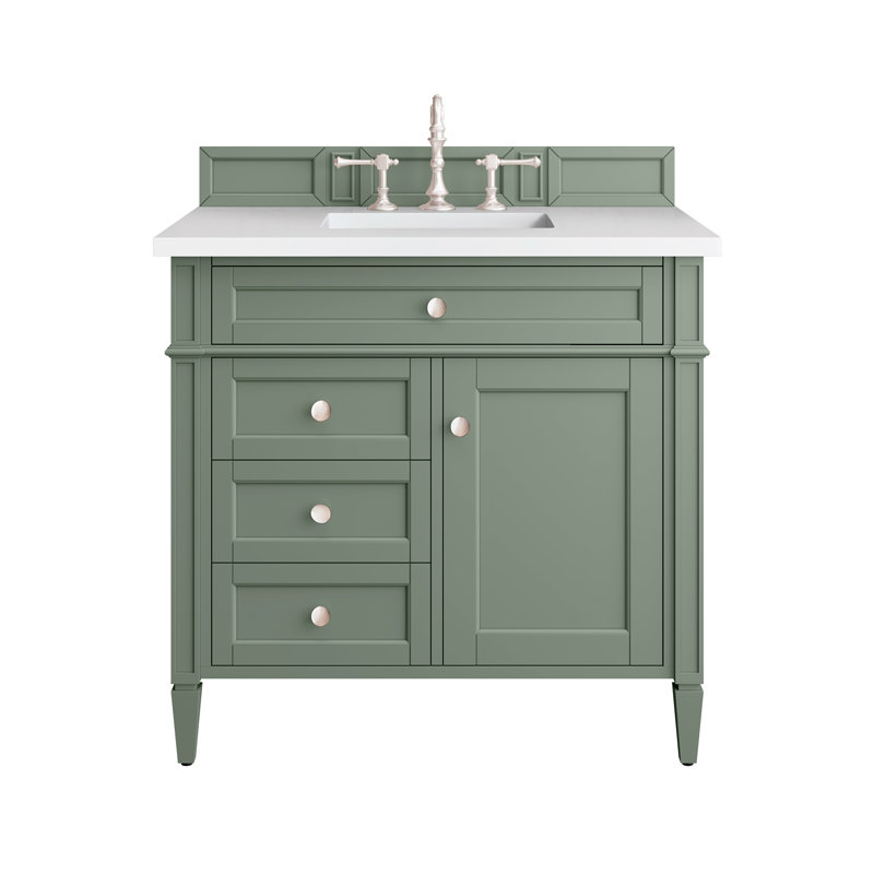 Brittany 36'' W Single Vanity, White Zeus, Smokey Celadon, 8" Widespread
