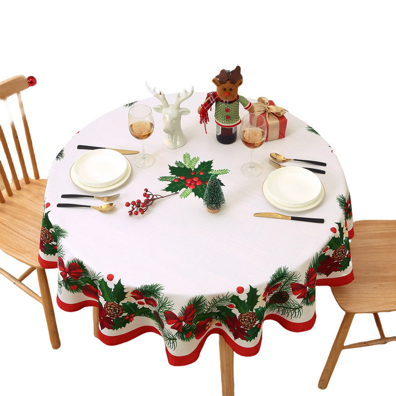 Christmas Tablecloth, Winter Greenery Decorations Farmhouse Rustic Party Outdoor Table Decor