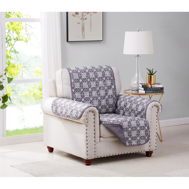 Housse pour fauteuil à coussins carrés/rectangulaires, Gris Mandala
