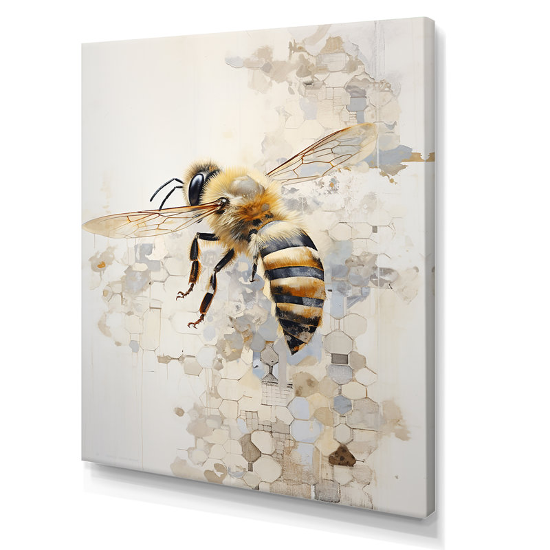 Minimalisme «Buzzing Bee II» sur toile, 32" H x 24" W x 1" D, Toile tendue