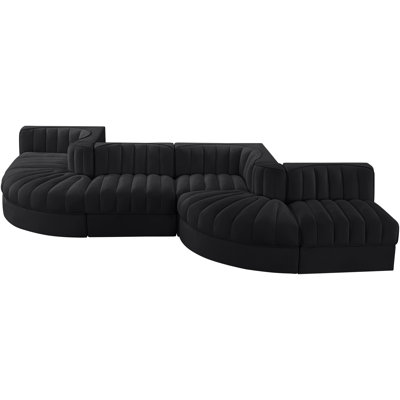 Demars Velvet Performance Fabric Upholstered 6Pc. Modular Sectional