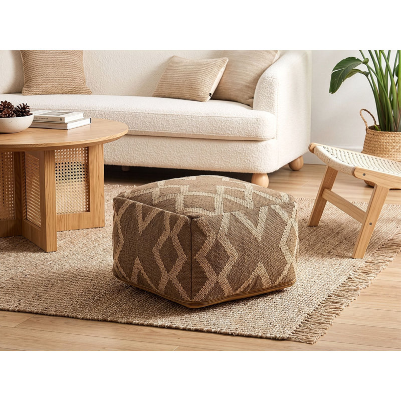 Najera 50 cm W Jute Square Geometric Pouffe