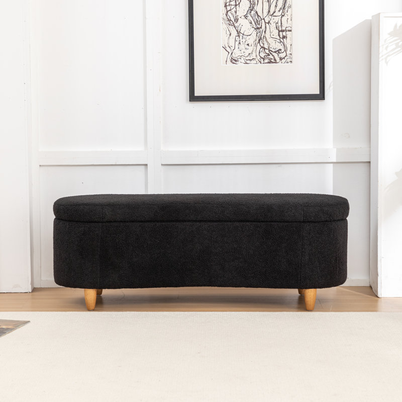 Upholstered Flip Top Storage Bench For End Of Bed, Black