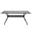Table d'extérieur en fonte d'aluminium rectangulaire avec un élégant motif floral et un trou pour parasol