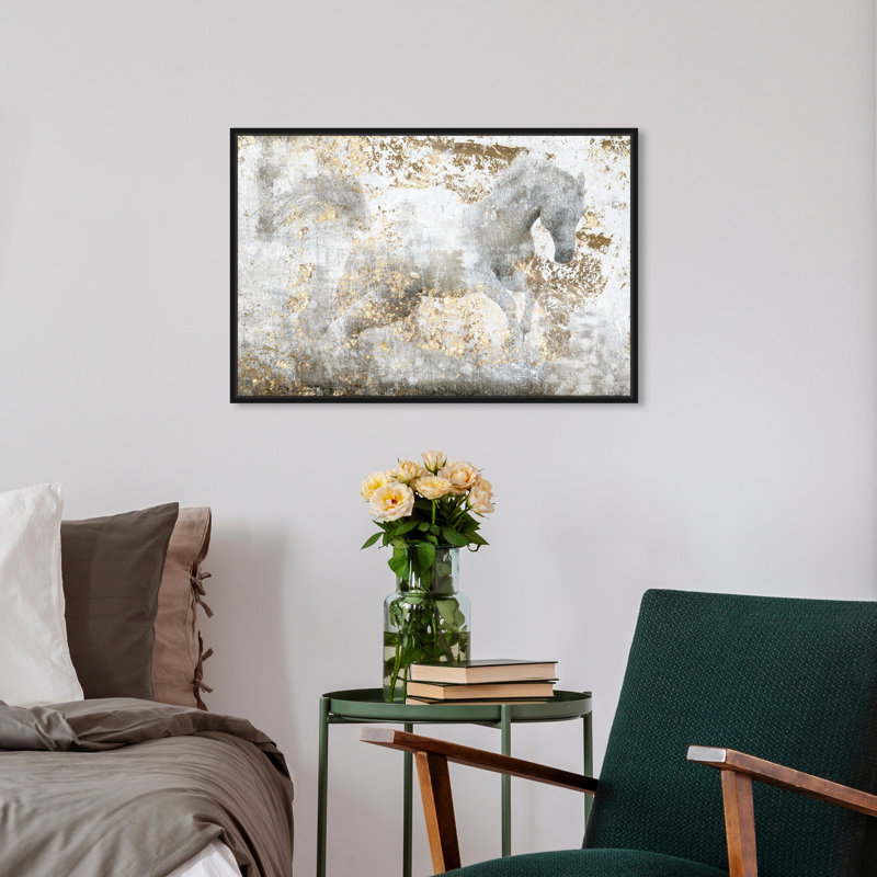 «Animals Courir», reproduction d'art graphique, Cadre noir, L 24 po x H 16 po