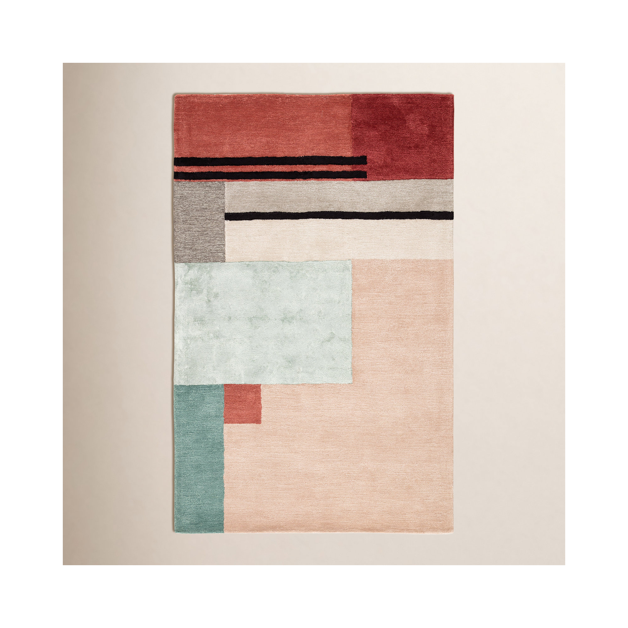 Runway Handmade Beige Rug, Rectangle 5' x 8'