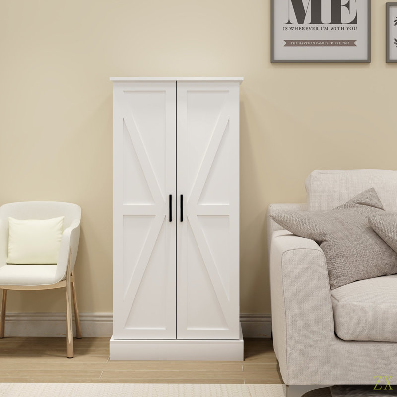 Buffet 50 po à DEL avec garde-manger, armoire autoportante avec 2 portes avec supports et 2 tablettes réglables pour la cuisine, le salon et la salle à manger