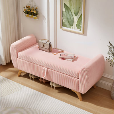 Banc rembourré 57 po en velours côtelé avec rangement moderne 57 po