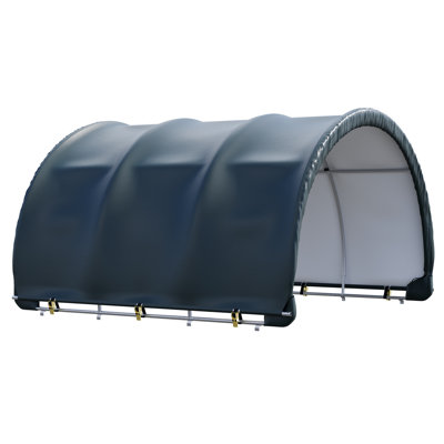 10 pi x 10 pi Corral Shelter Horse Abri pour chevaux robuste avec housse imperméable en PE 180 g / m², structure en acier galvanisé, remise portative pour chevaux, chèvres et animaux de ferme