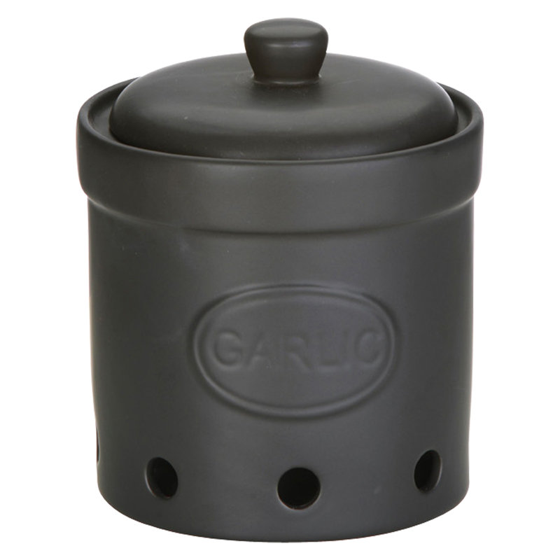 Garlic Storage Jar, Black