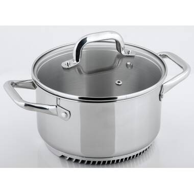 BergHOFF Professional Stainless Steel 10/18 Tri-Ply 4qt Stock Pot with SS Lid, 8 inch, Silver