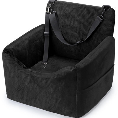 Dog Car Seats For Small Medium,Dog Booster Seat With Detachable Washable Cover And Cushion, Memory Foam Pet Car Seat With Safety Belt And Storage Pockets,35Lbs (Black)