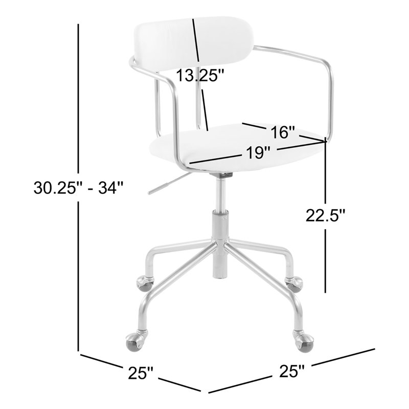 Chaise de travail Erma, Or, Velours crème