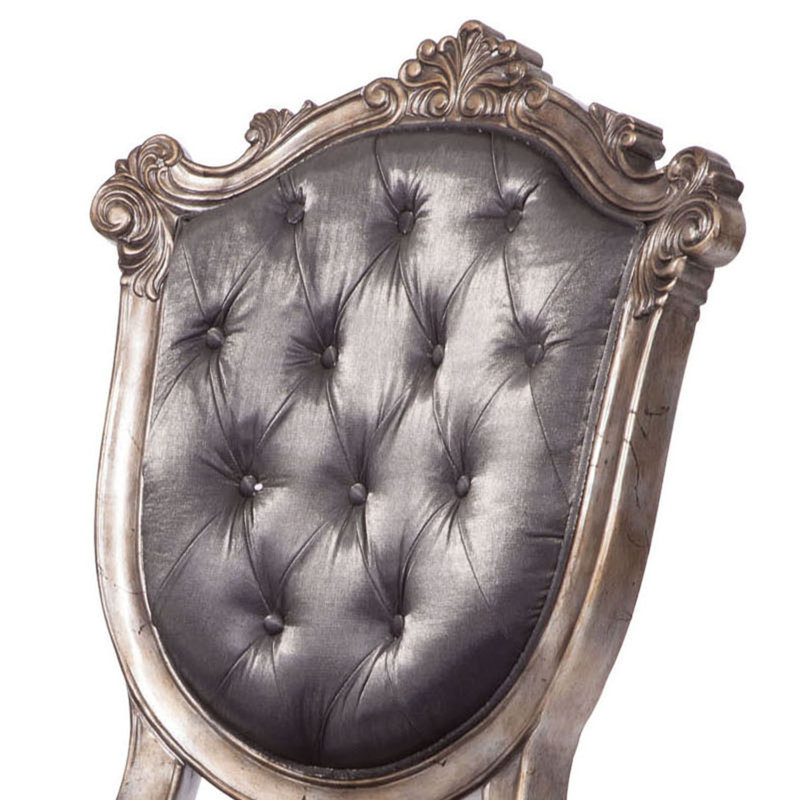 Chaise d'appoint capitonnée Poche, Gris argenté, Platine antique