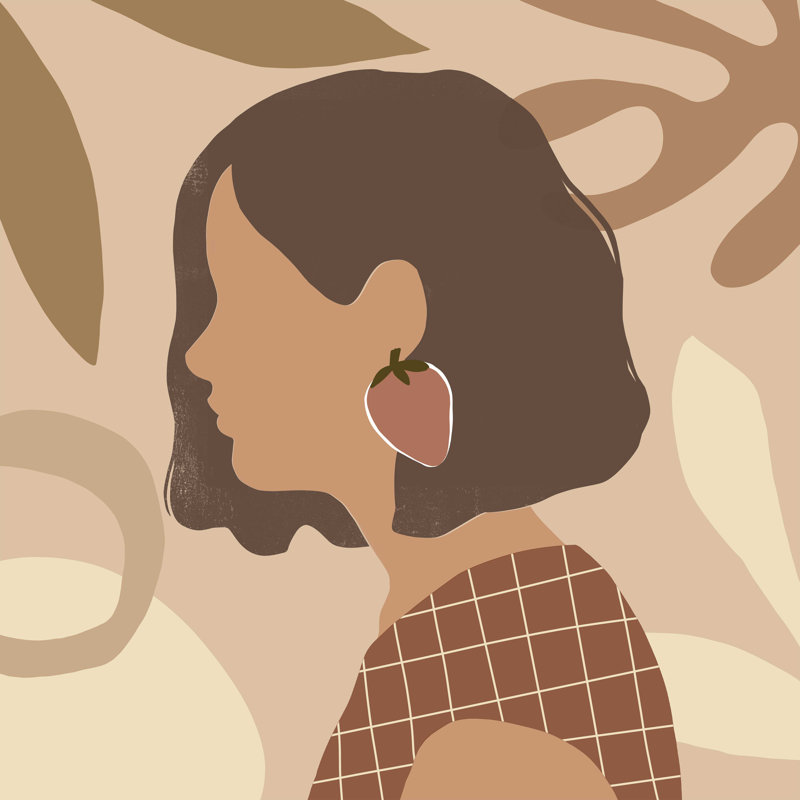 Boucle d'oreille à fruits IV, H 30 po x l 30 po