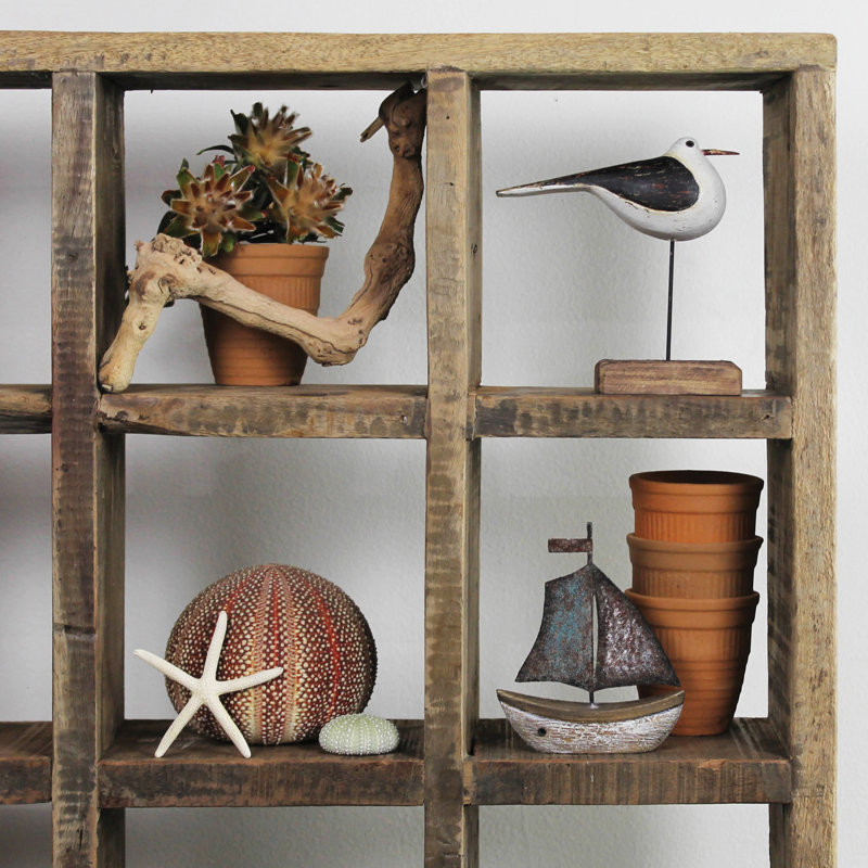 Ashden 9 Cube Rustic Wood Wall Shelf