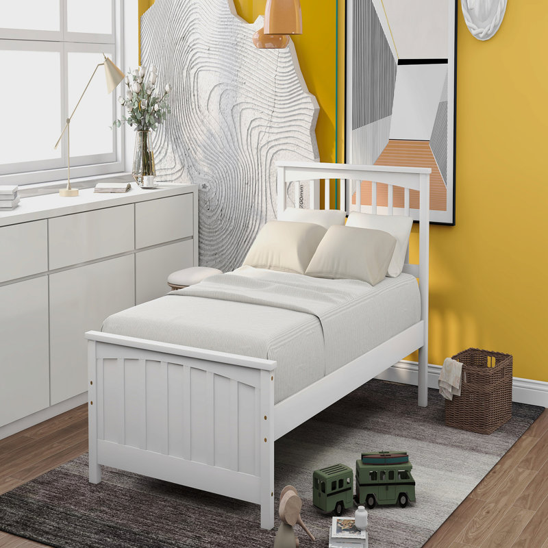 Lit plateforme en bois simple, blanc, Blanc