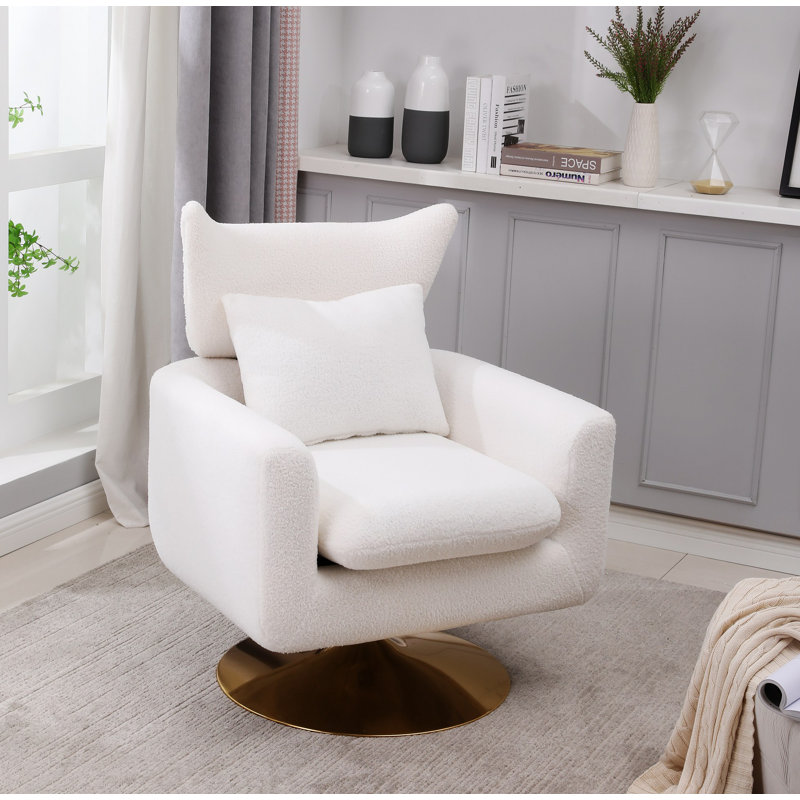 Fauteuil d'appoint pivotant à 360 degrés avec coussin, Ourson blanc