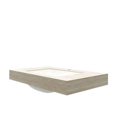 Comptoir en pierre frittée de 36 po avec lavabo en céramique sous comptoir et un comptoir standard, blanc beige, pour dommages thermiques, profondeur de 35,58 po, largeur de 18,67 po, hauteur de 8,59 po, motif de 53,18 lb
