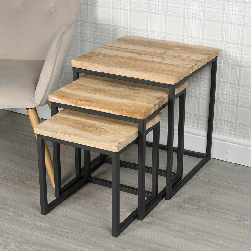 3Pc Teak Nesting Tables