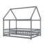 Lit double surbaissé pleine grandeur, lit de plancher à thème chalet avec structure de toit-292340851