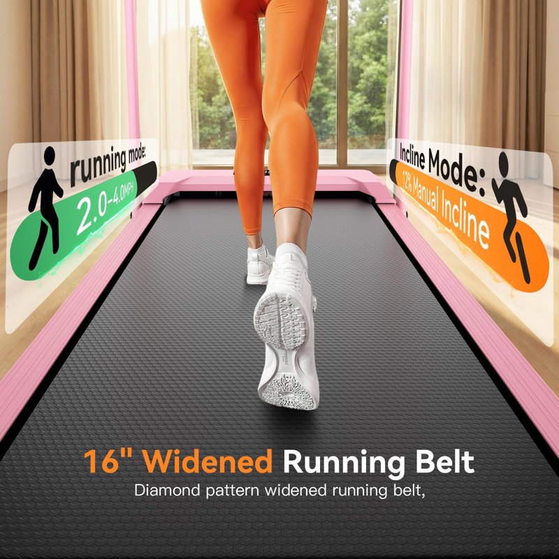 Treadmills With Incline, 7.5MPH Under Desk Treadmill, Pink