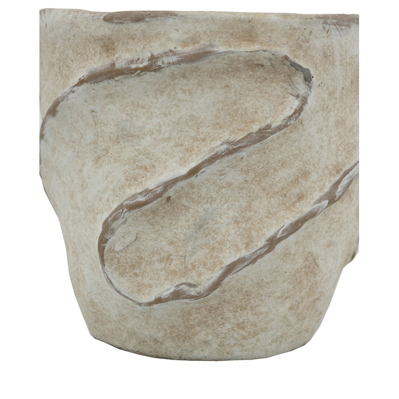 S/2 Beige Sand And Cement Planters With Swirling Design L:7X7x7" S:5.7X5.7X5.3"