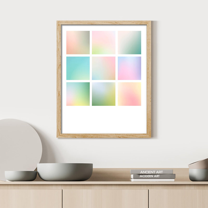 " Pastel Gradient Squares Color Block " Print, Natural, 14" H x 11" W