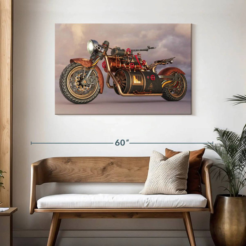 Mehar Steampunk Motorcycle, 30" H x 45" W
