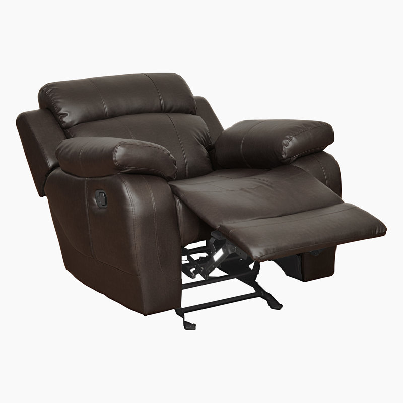 Milford 41" Transitional Faux Leather Glider Reclining Chair with Gentle Gliding Motion & Tab Pull Reclining